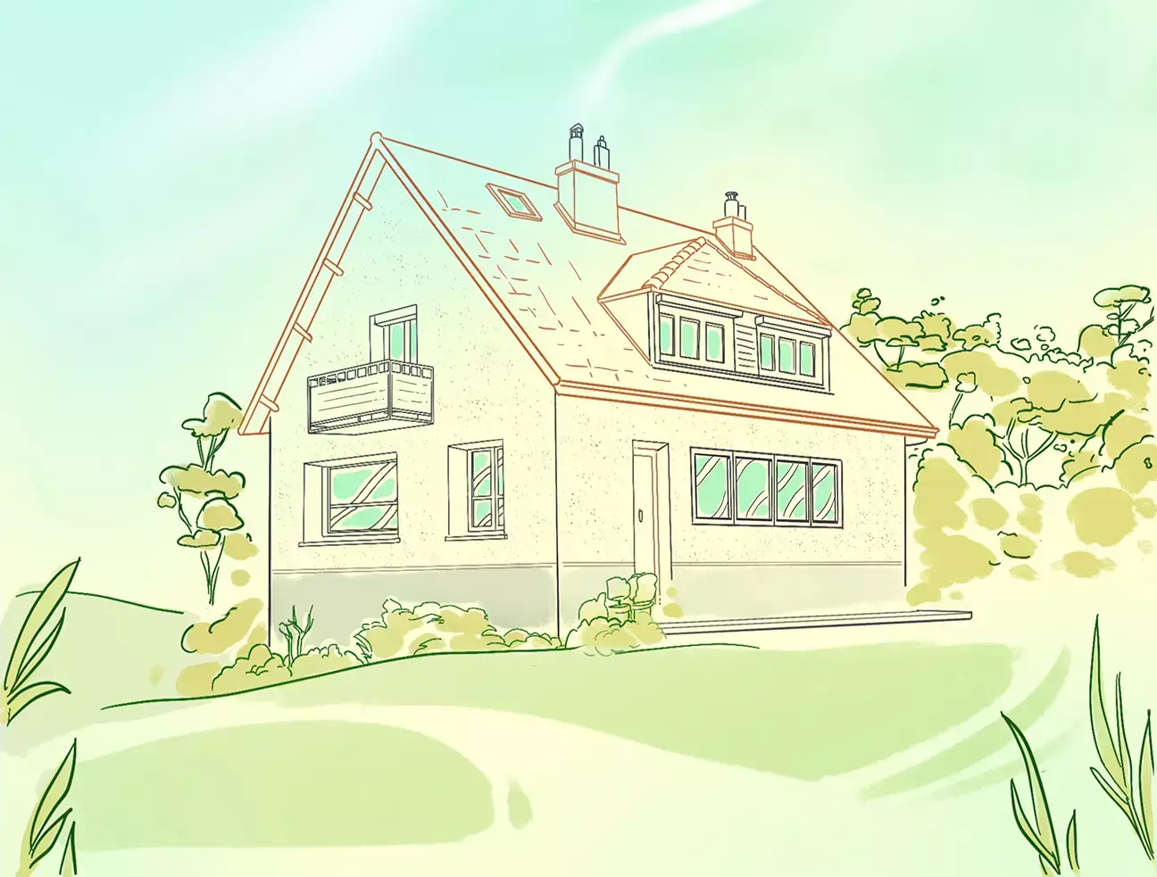 dibujo en color de una casa