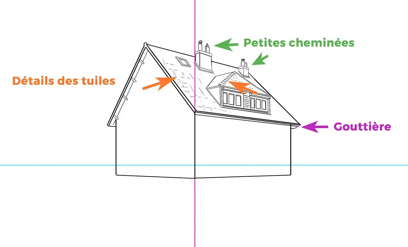 dessin des détails du toit d’une maison