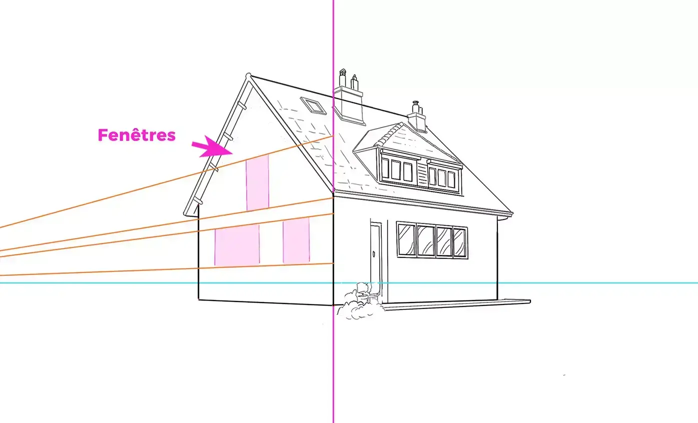 dessin de la face gauche d’une maison