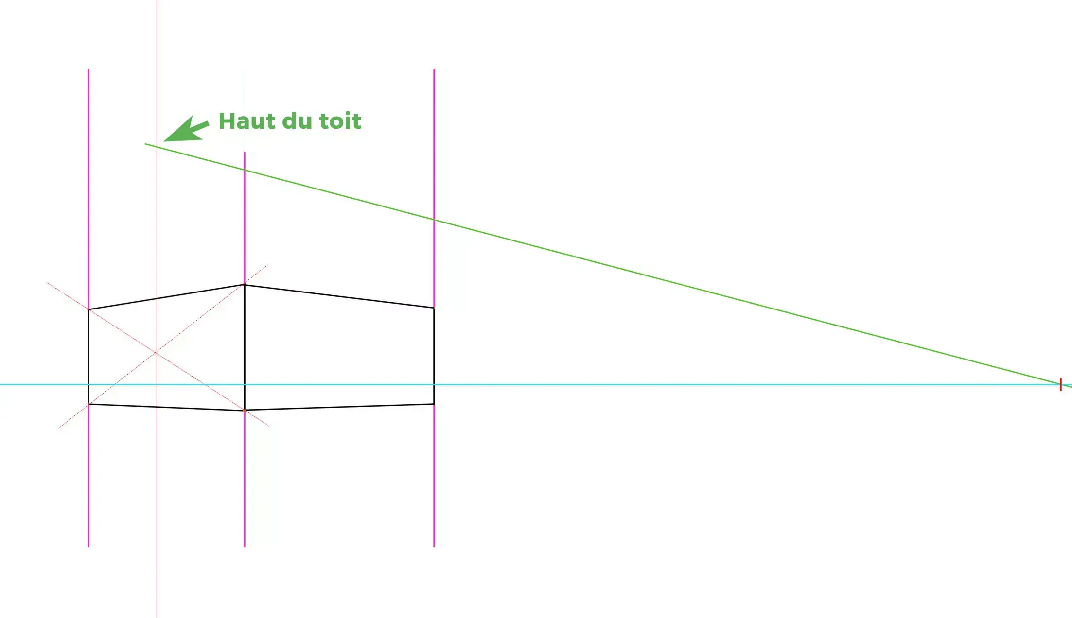 dessin du haut du toit d’une maison