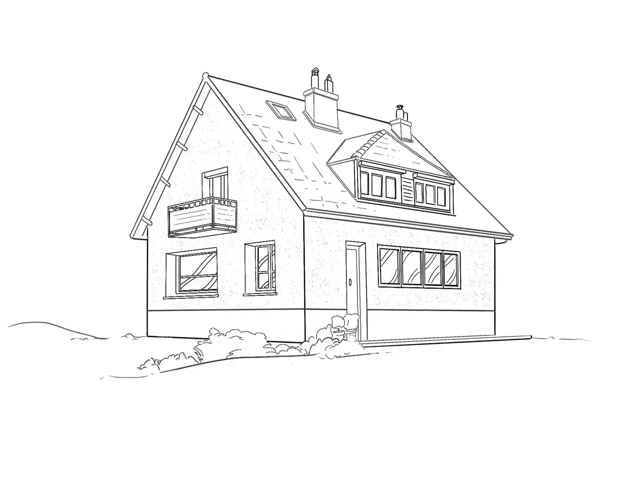 dibujo en blanco y negro de una casa
