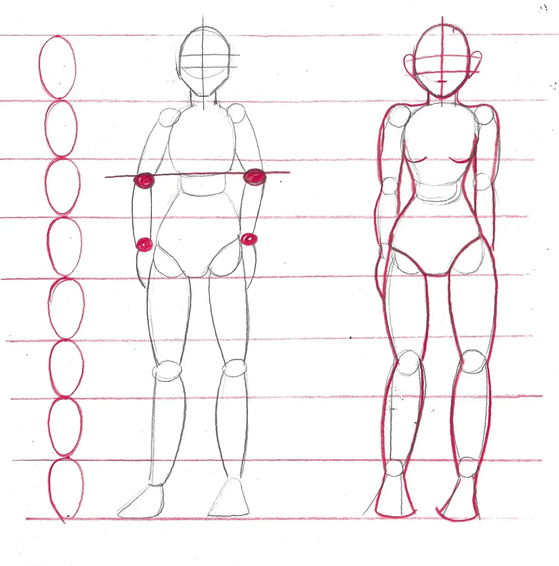 dessiner les proportions du corps d’un manga en noir et blanc