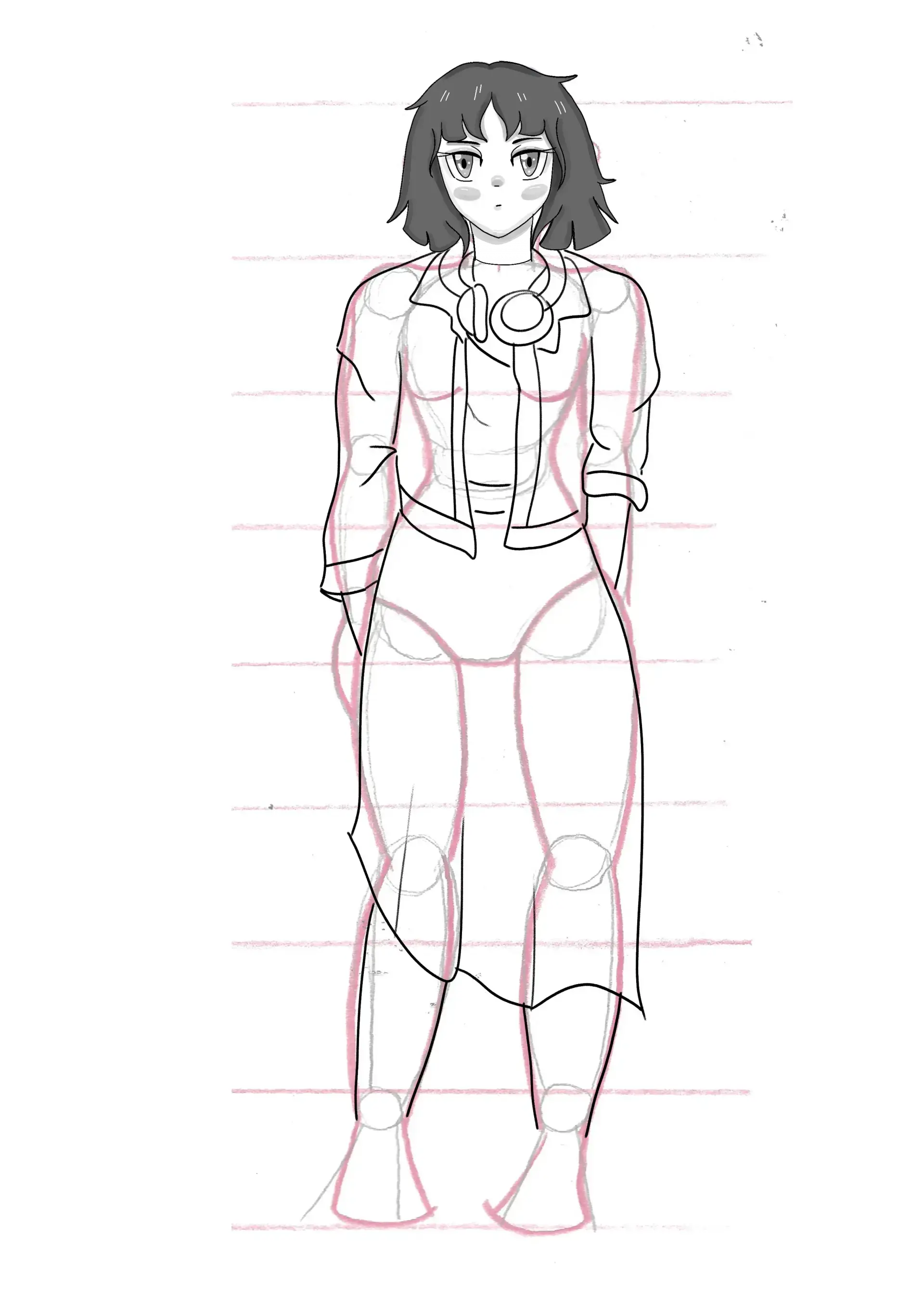 dessiner les vêtements d’un manga en noir et blanc