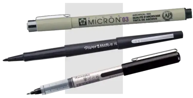 le stylo noir pour le kit du débutant en dessin
