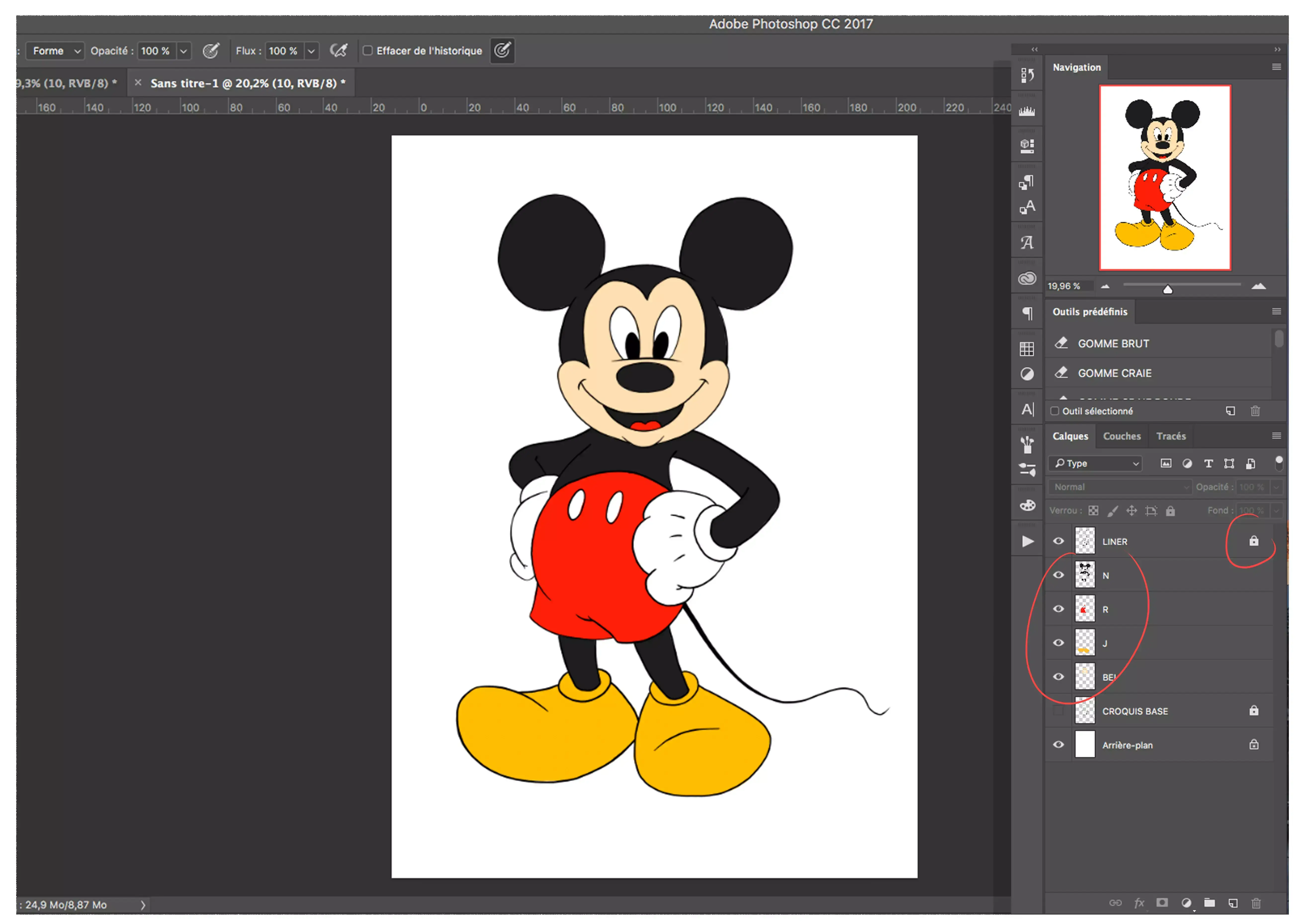 dibujo en color de Mickey