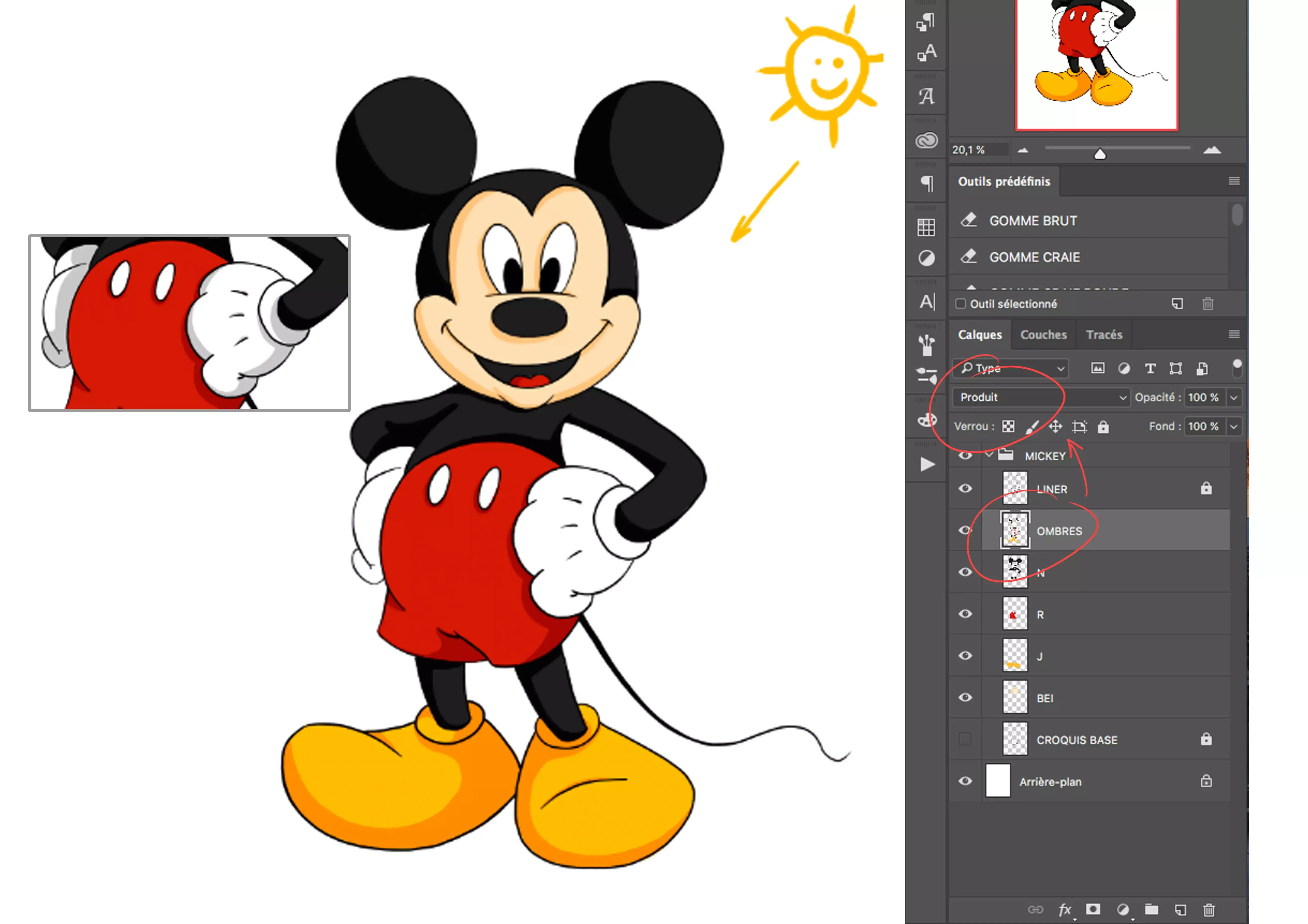 dibujo de las sombras de Mickey