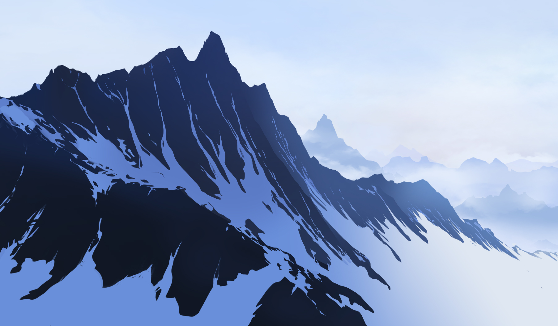 dibujar las sombras de la nieve de las montañas 1