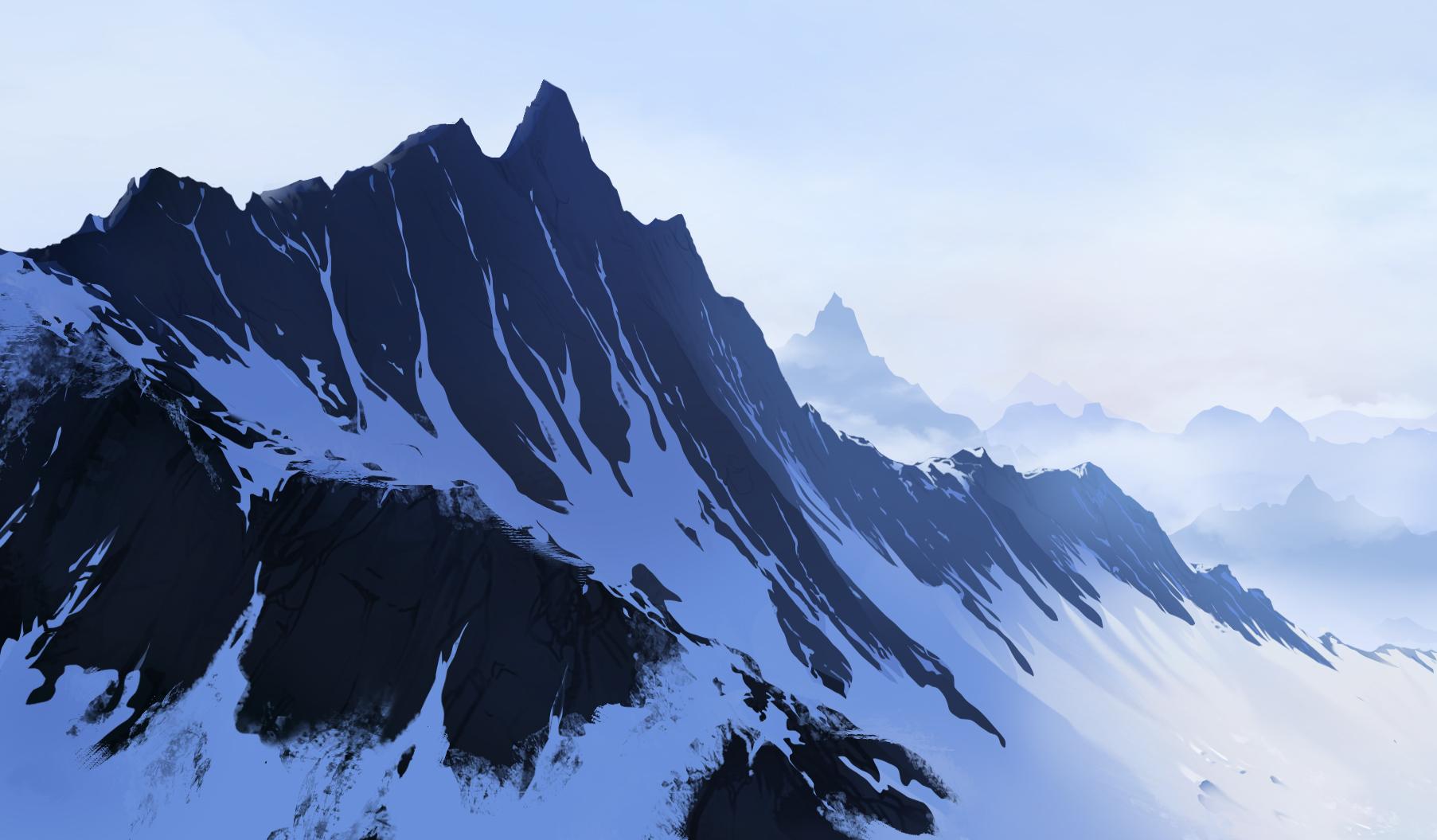 Cómo dibujar una montaña nevada