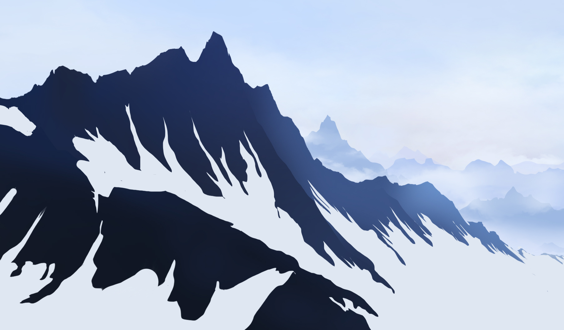 dibujar las zonas de nieve de la montaña