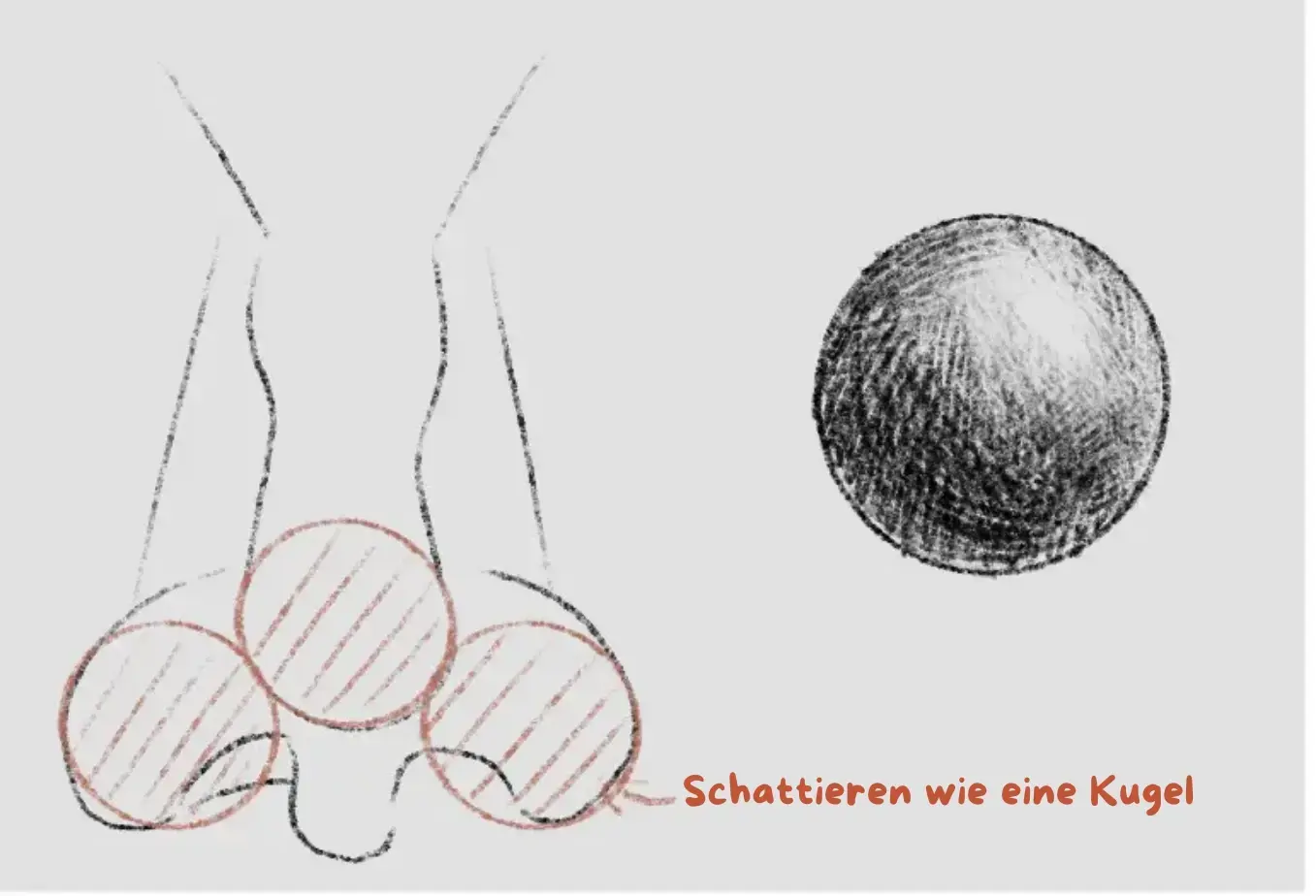 den Schatten einer Nase von vorne zeichnen
