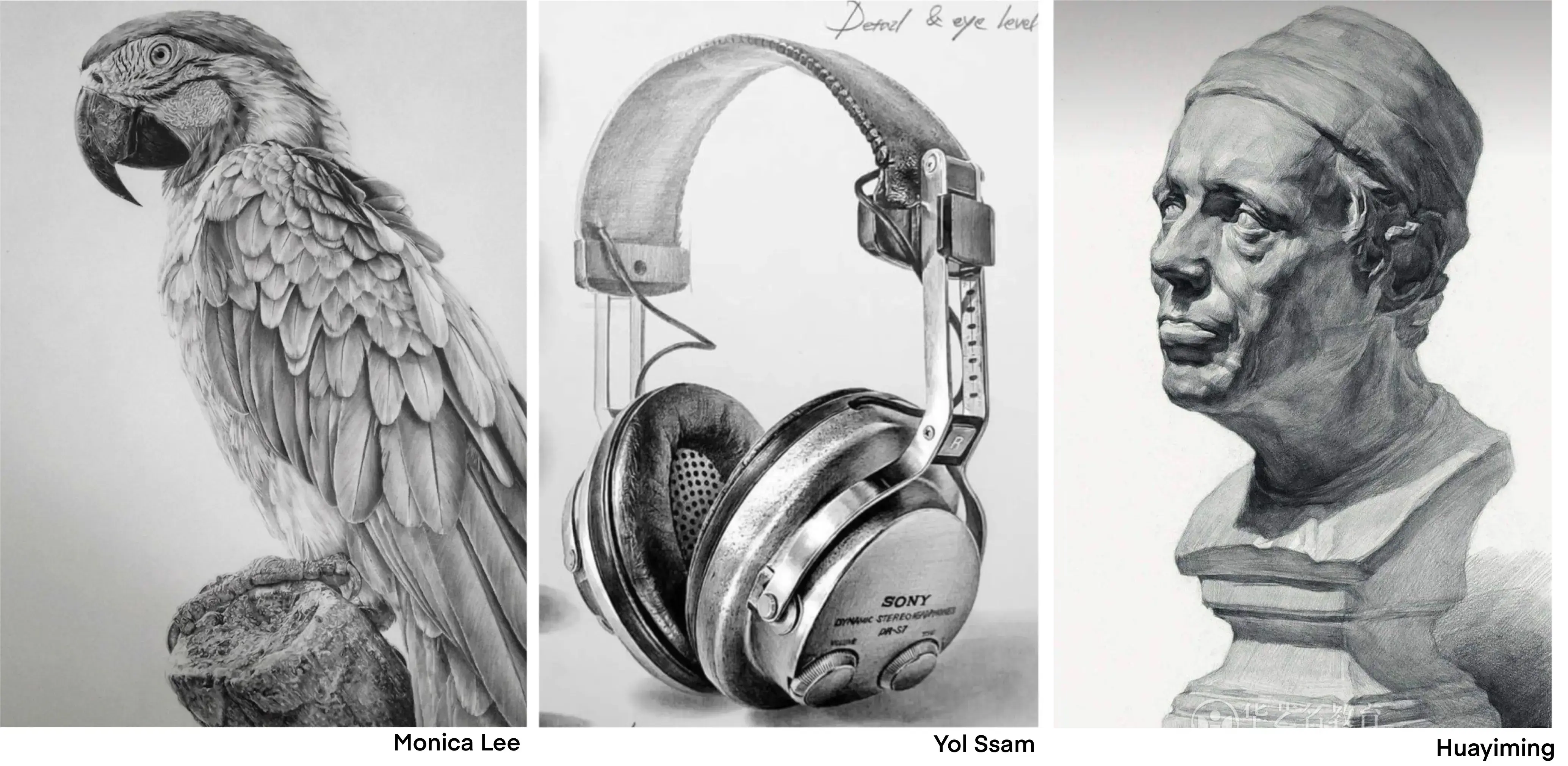 ejemplos de dibujos realistas en blanco y negro