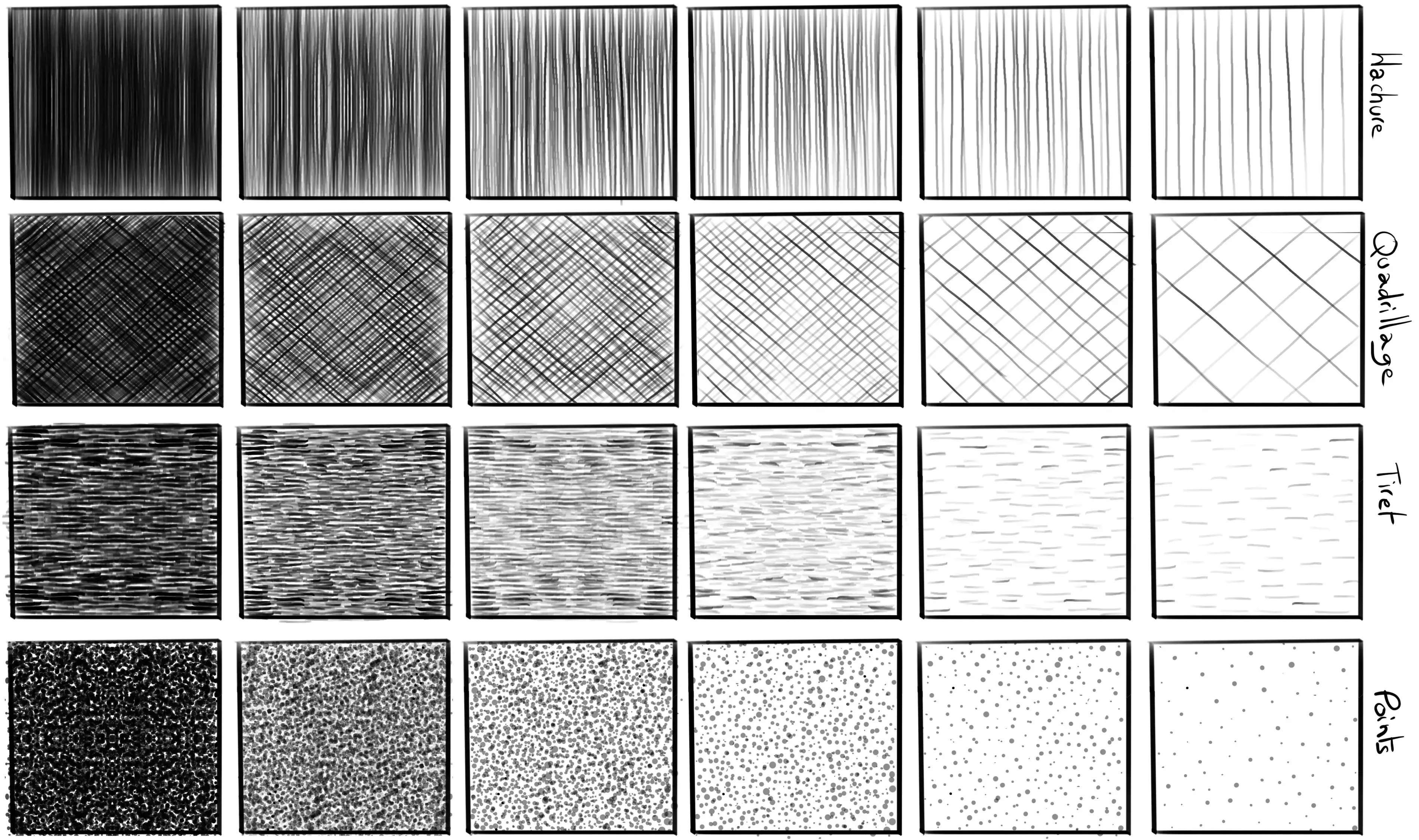 ejemplos de patrones para dibujo en blanco y negro