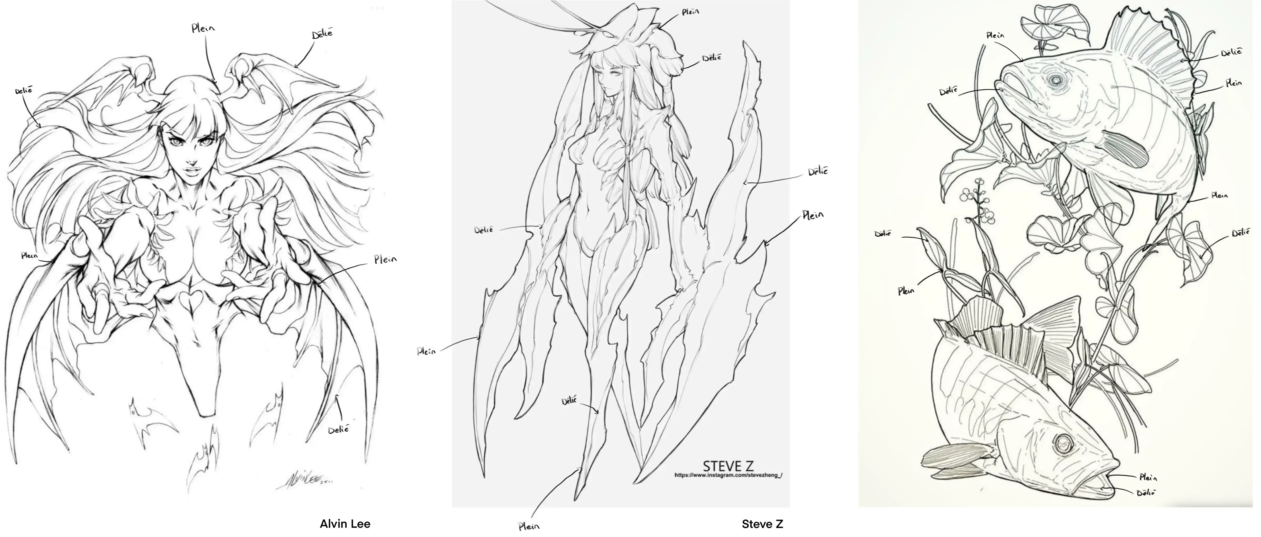 ejemplos de trazos llenos y vacíos para el dibujo en blanco y negro