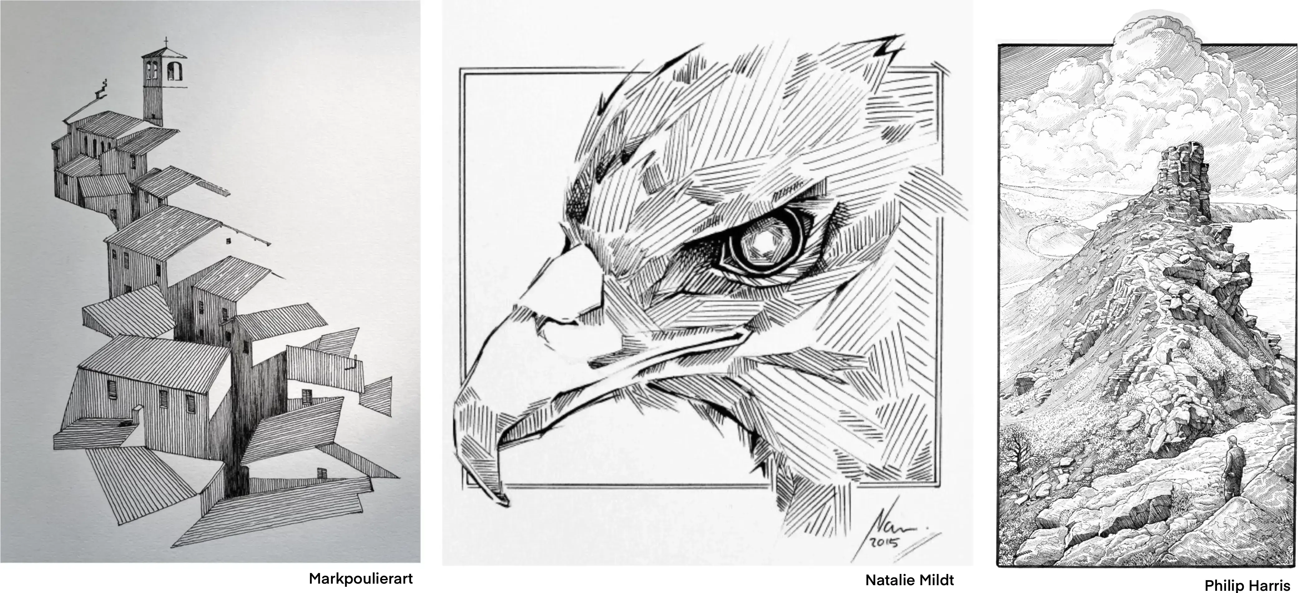 ejemplos de tramas para el dibujo en blanco y negro