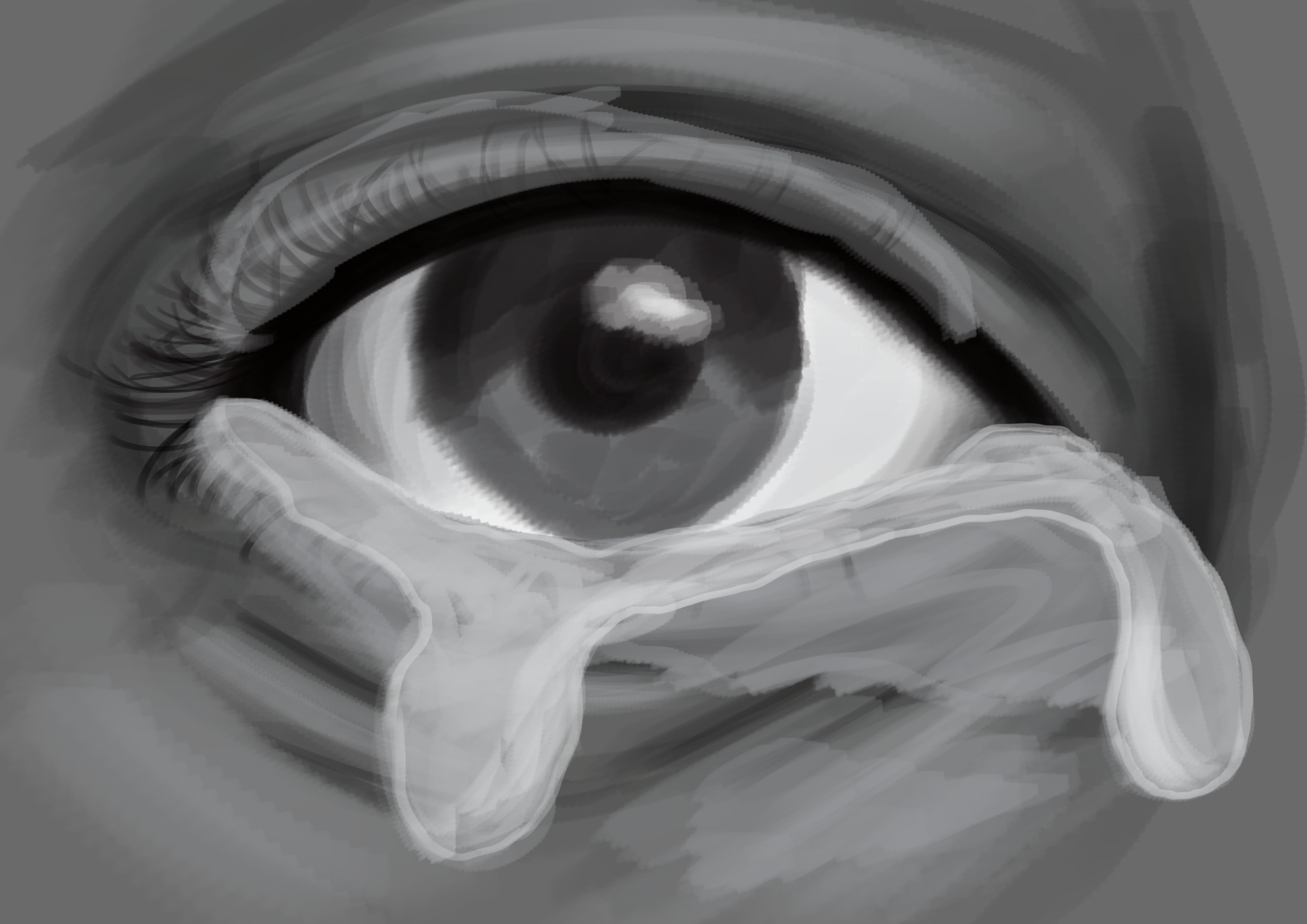 dessiner la réflexion de la lumière sur les larmes de l’oeil