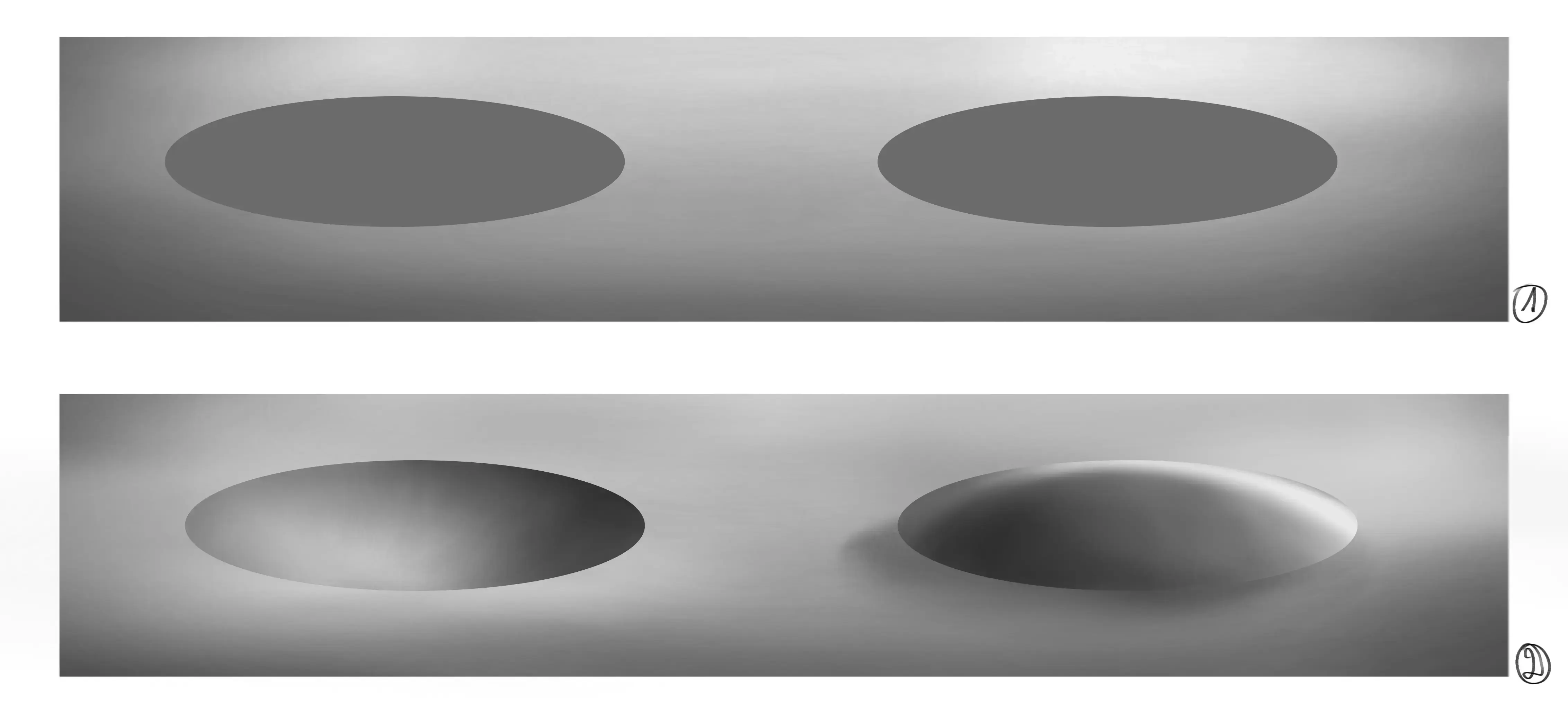 exemples de volumes pour définir l’ombre et la lumière