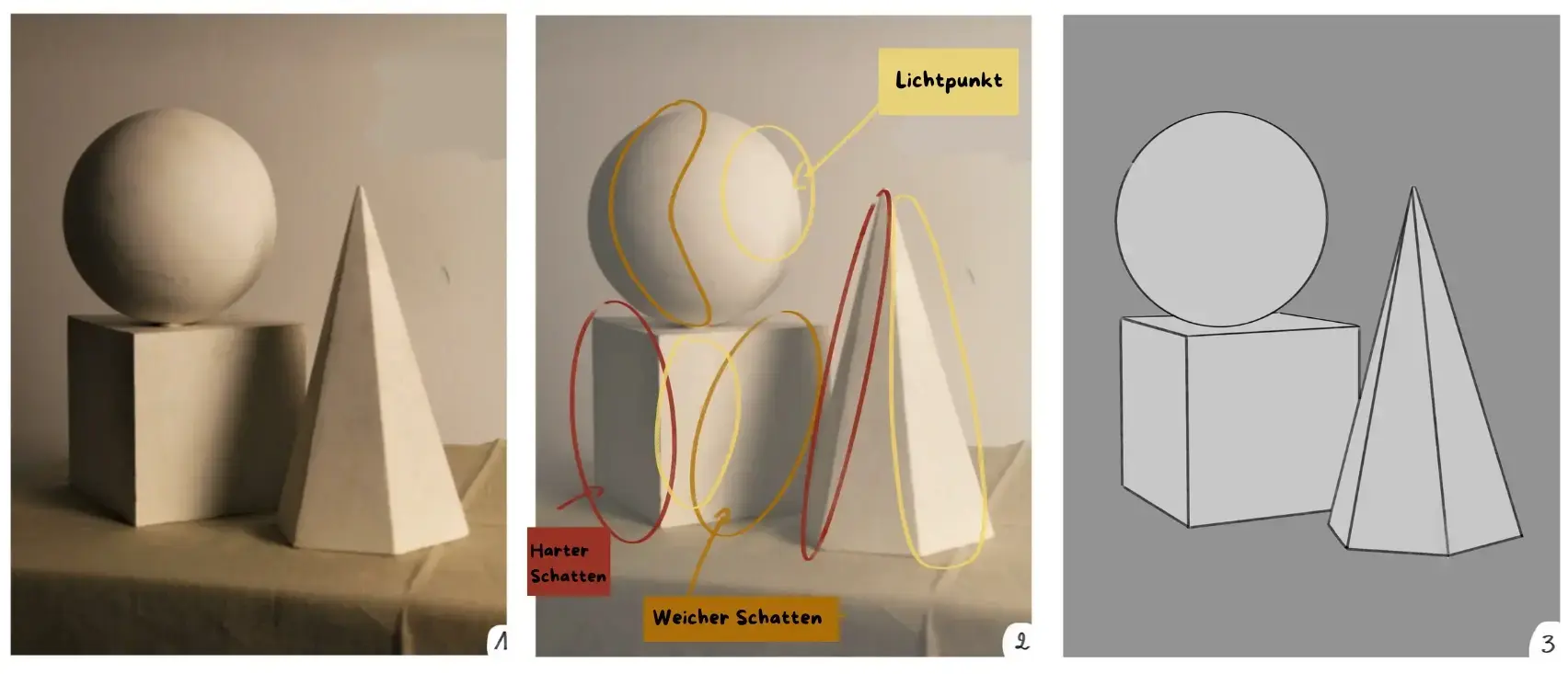 Übung zum Zeichnen, um Schatten und Licht zu illustrieren