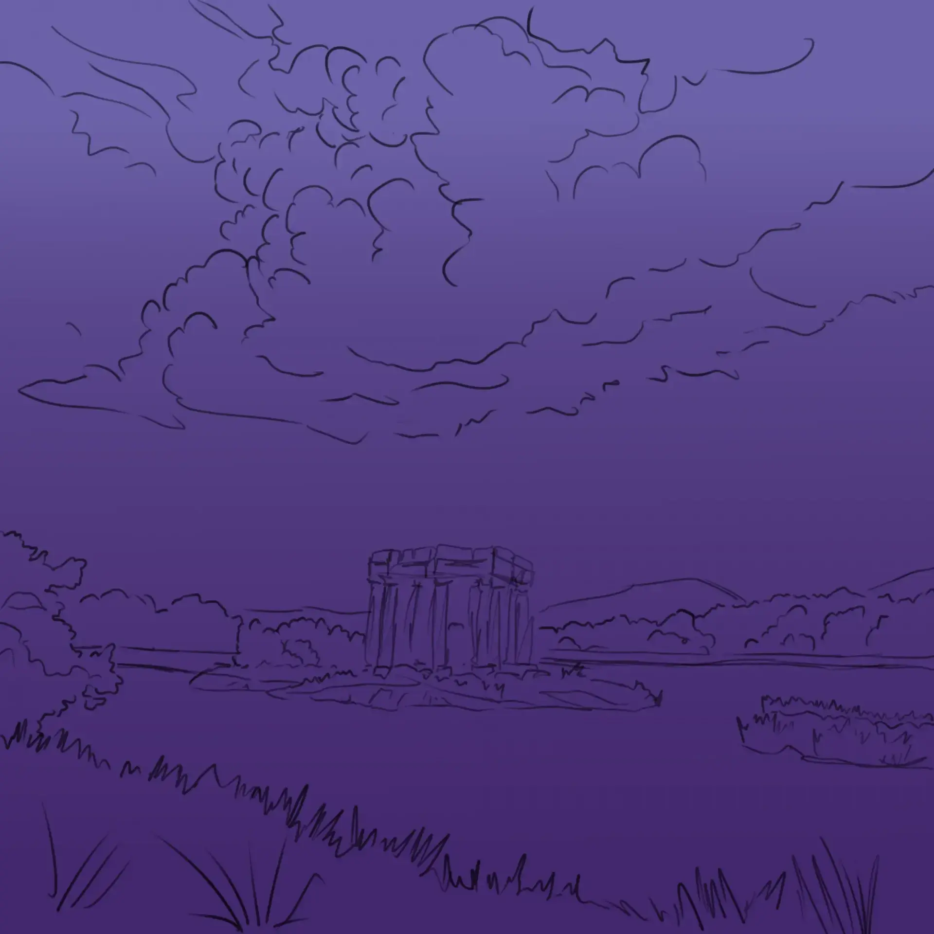 dessiner les couleurs d’un paysage orageux