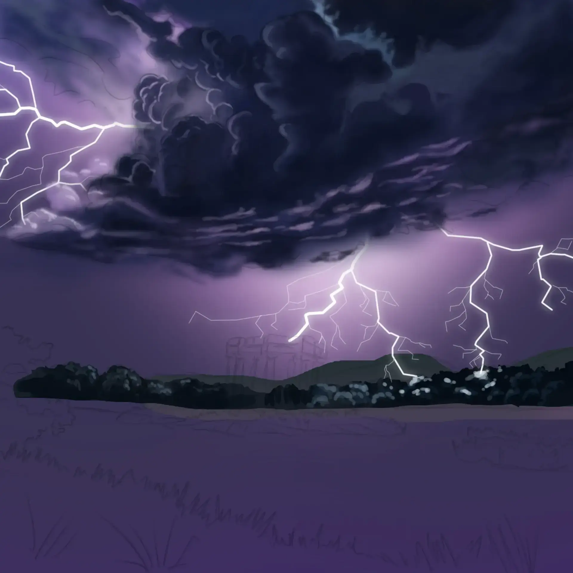 dessiner le fond d’un paysage orageux