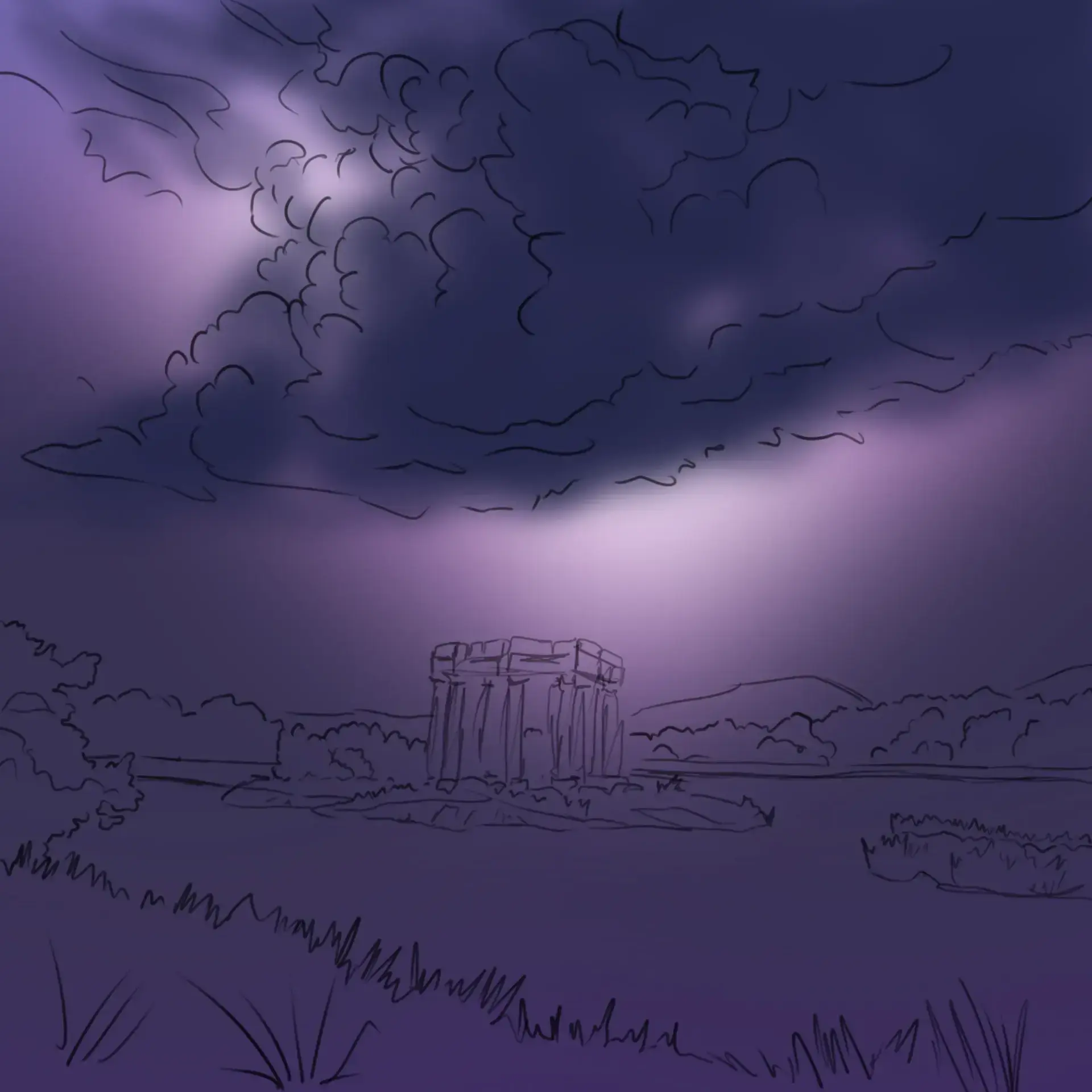 dessiner les nuages d’un paysage orageux