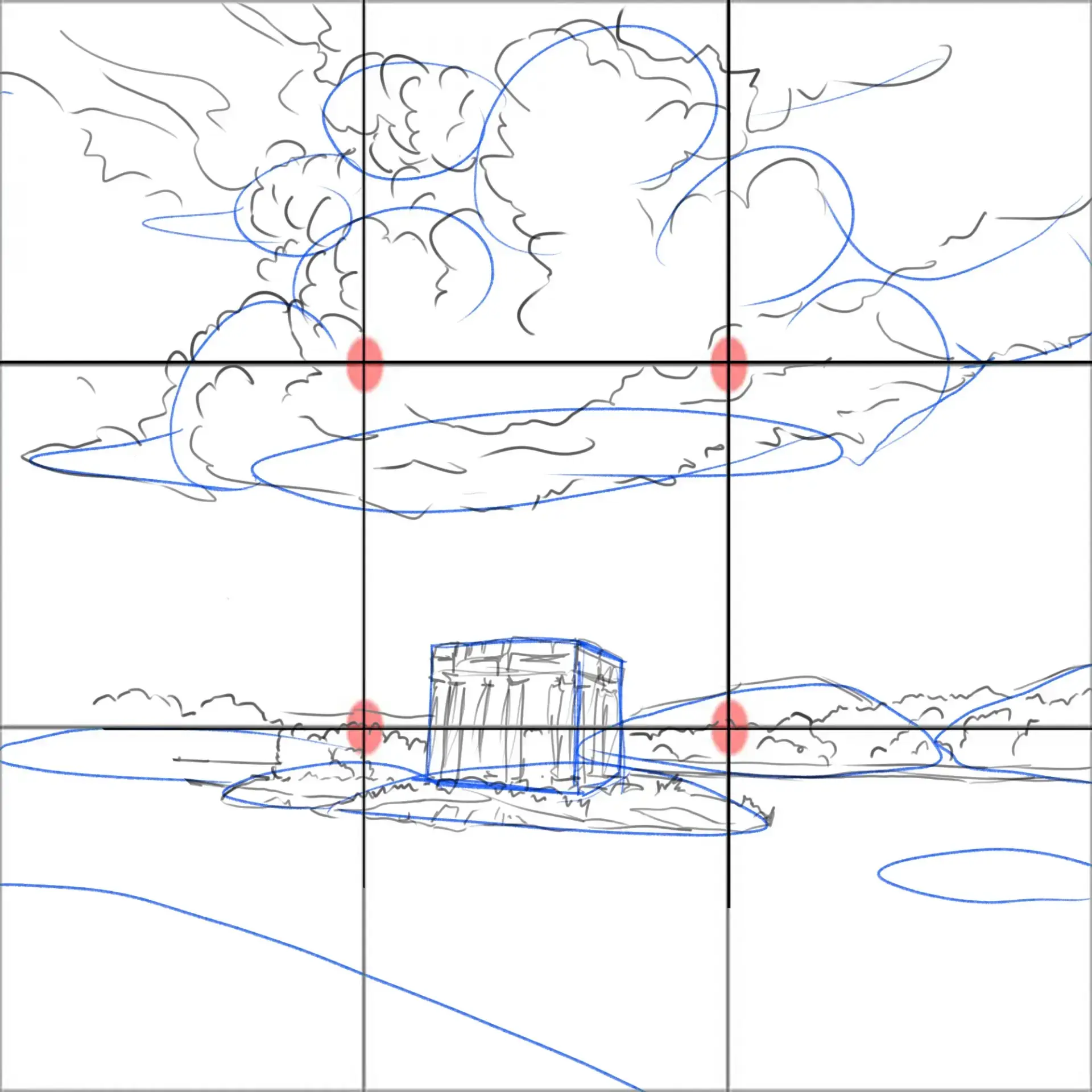 dessiner la végétation d’un paysage orageux