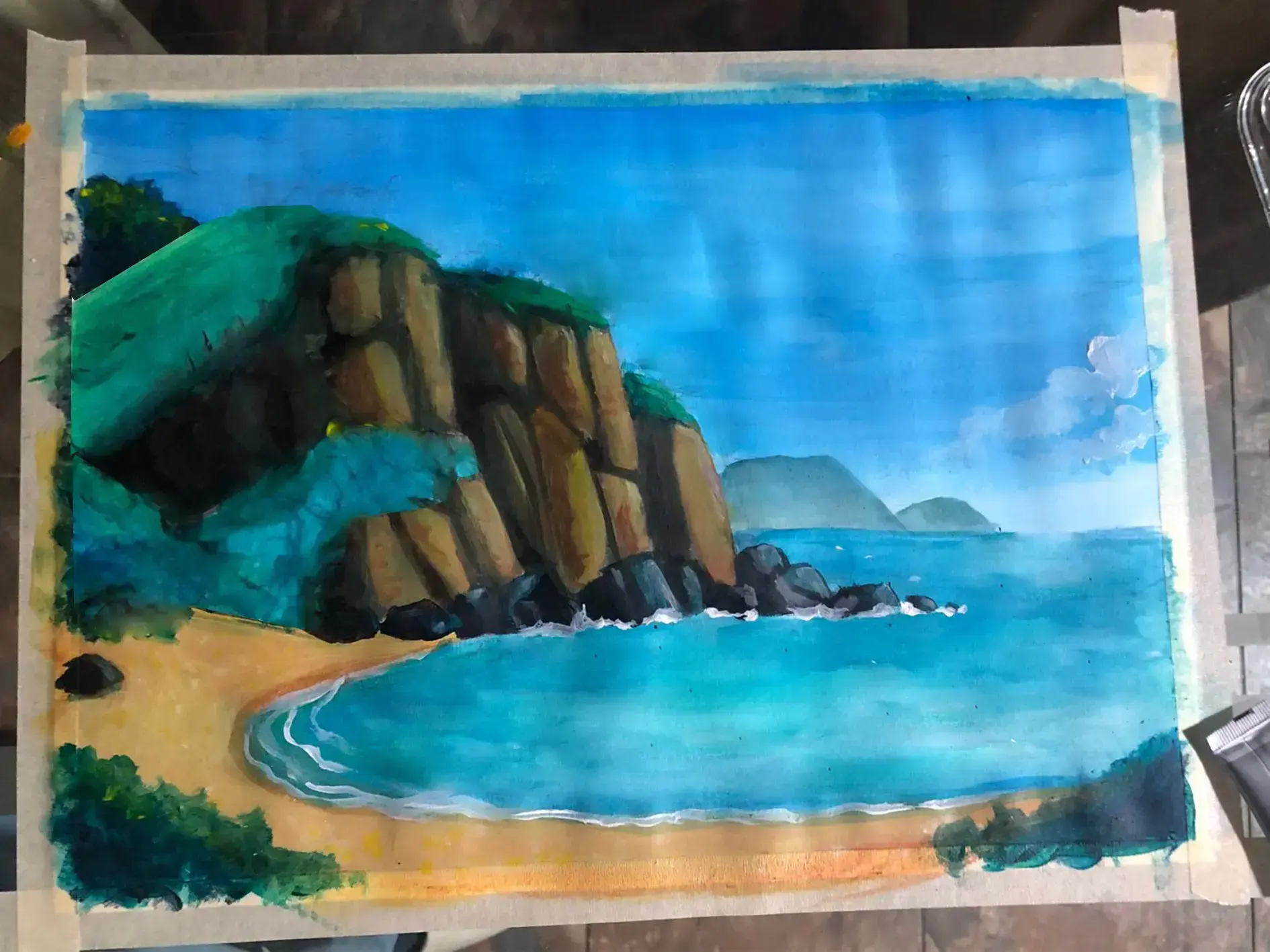 peindre les rochers d’un paysage à l’acrylique
