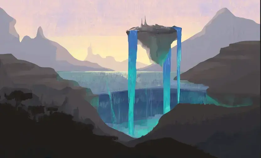 dessiner l’eau magique d’un paysage fantastique