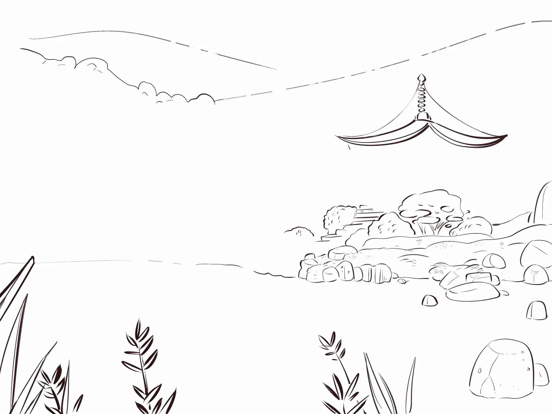 dessiner l’eau d’un paysage japonais