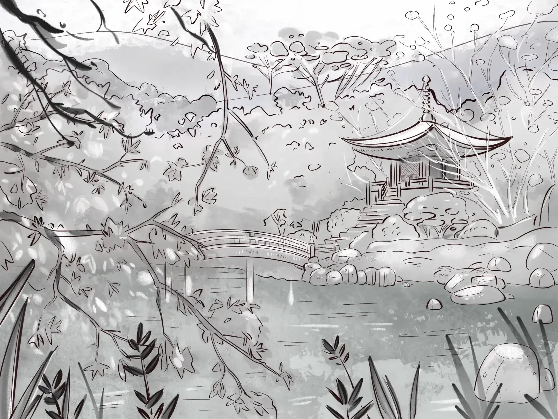 Dibujar un paisaje japonés