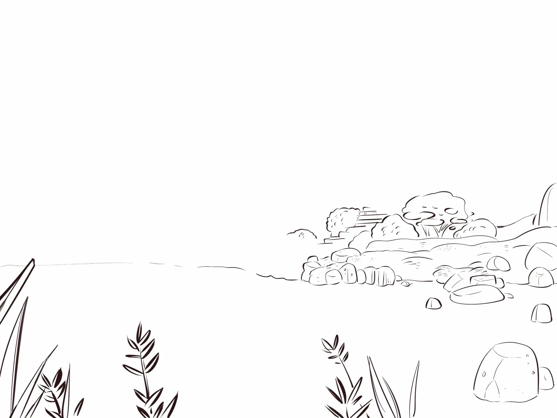 dessiner le premier plan d’un paysage japonais