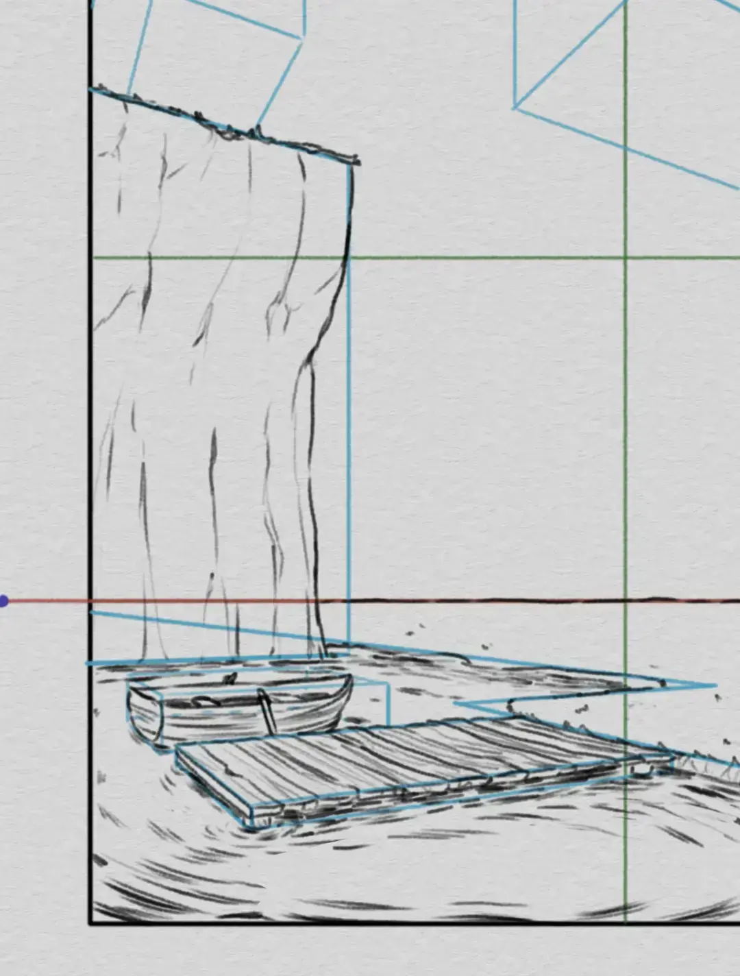 dessiner une barque d’un paysage en perspective
