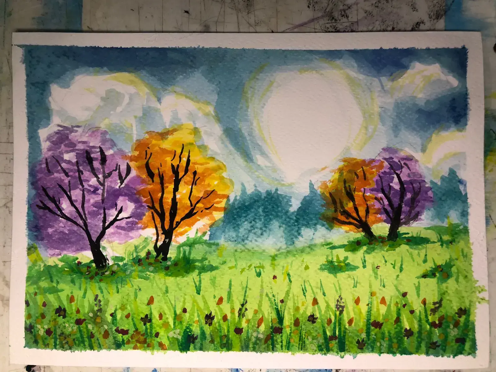 Pintar un paisaje primaveral con acuarela