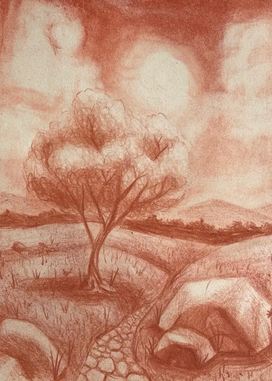 dessiner le ciel d’un paysage à la sanguine 
