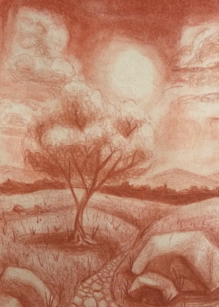 dessiner les nuages d’un paysage à la sanguine 