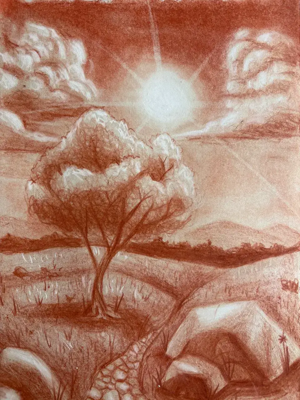 Dibujar un paisaje a sanguina
