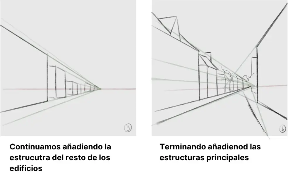 dibujar los edificios de un paisaje urbano