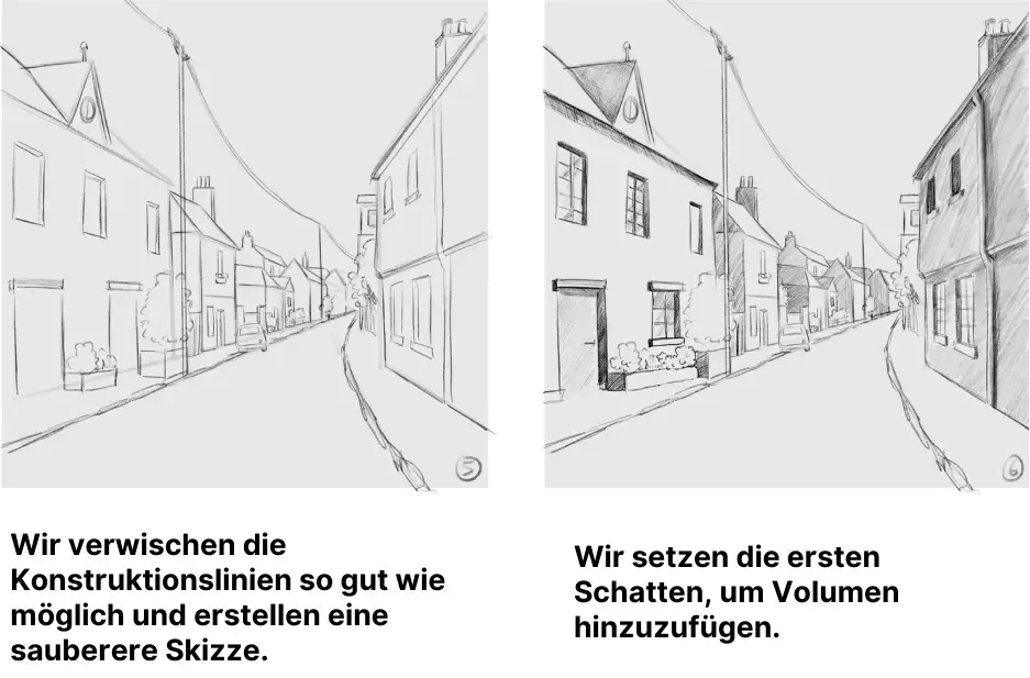 die Schatten einer städtischen Landschaft zeichnen