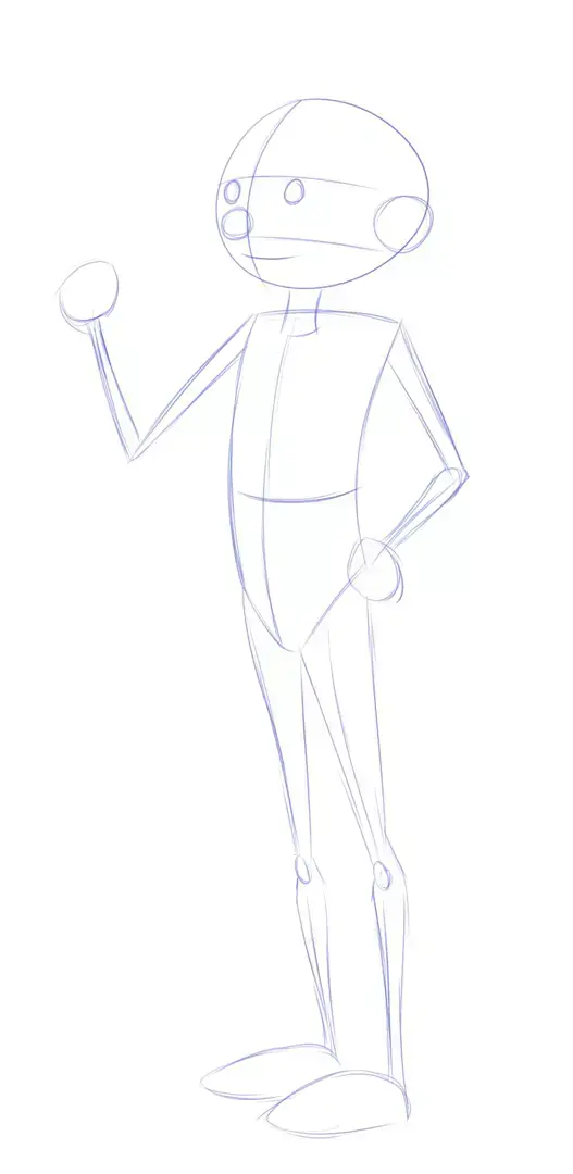 drawing the body volumes of a comic book character