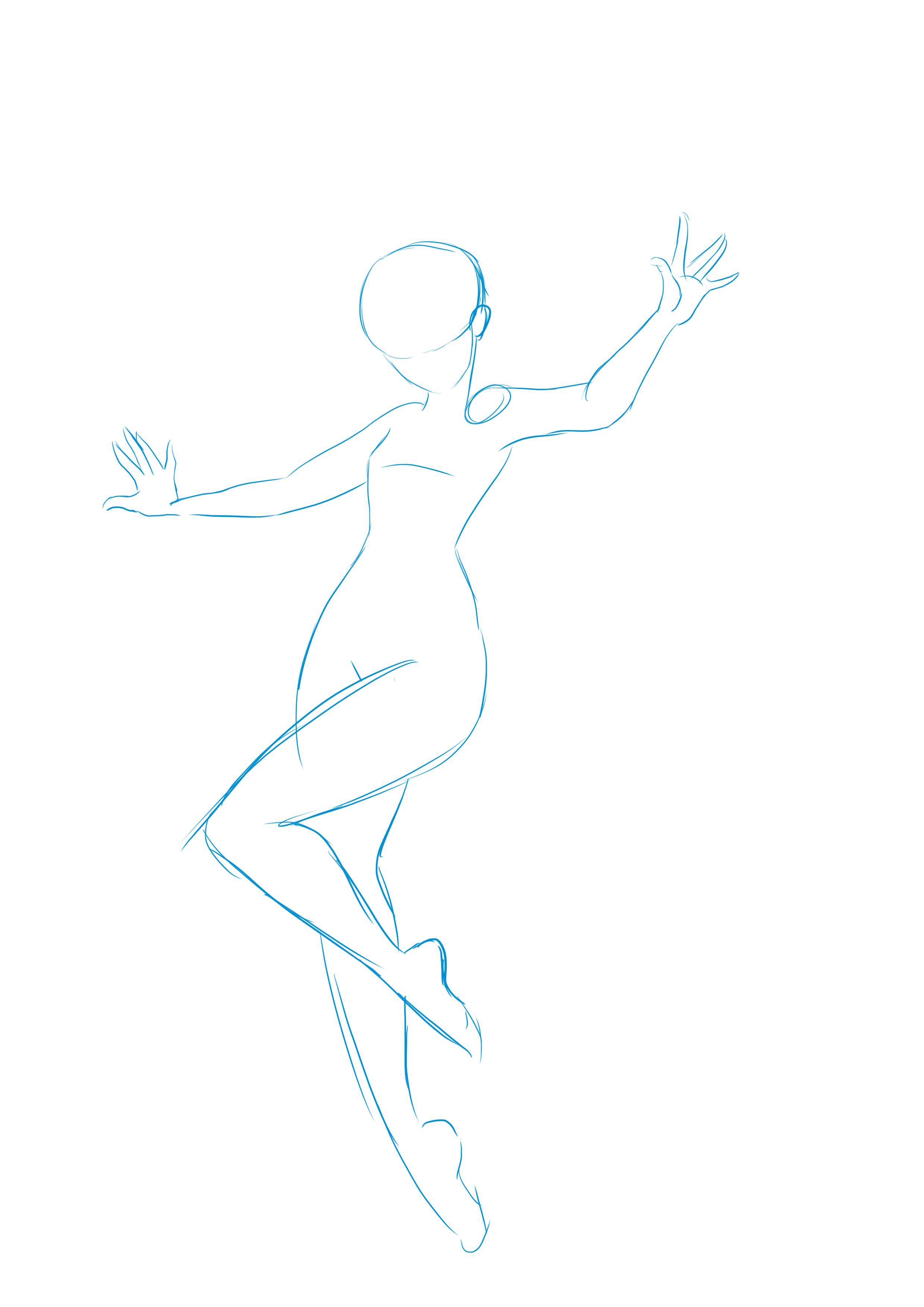 dessiner le croquis du personnage en mouvement