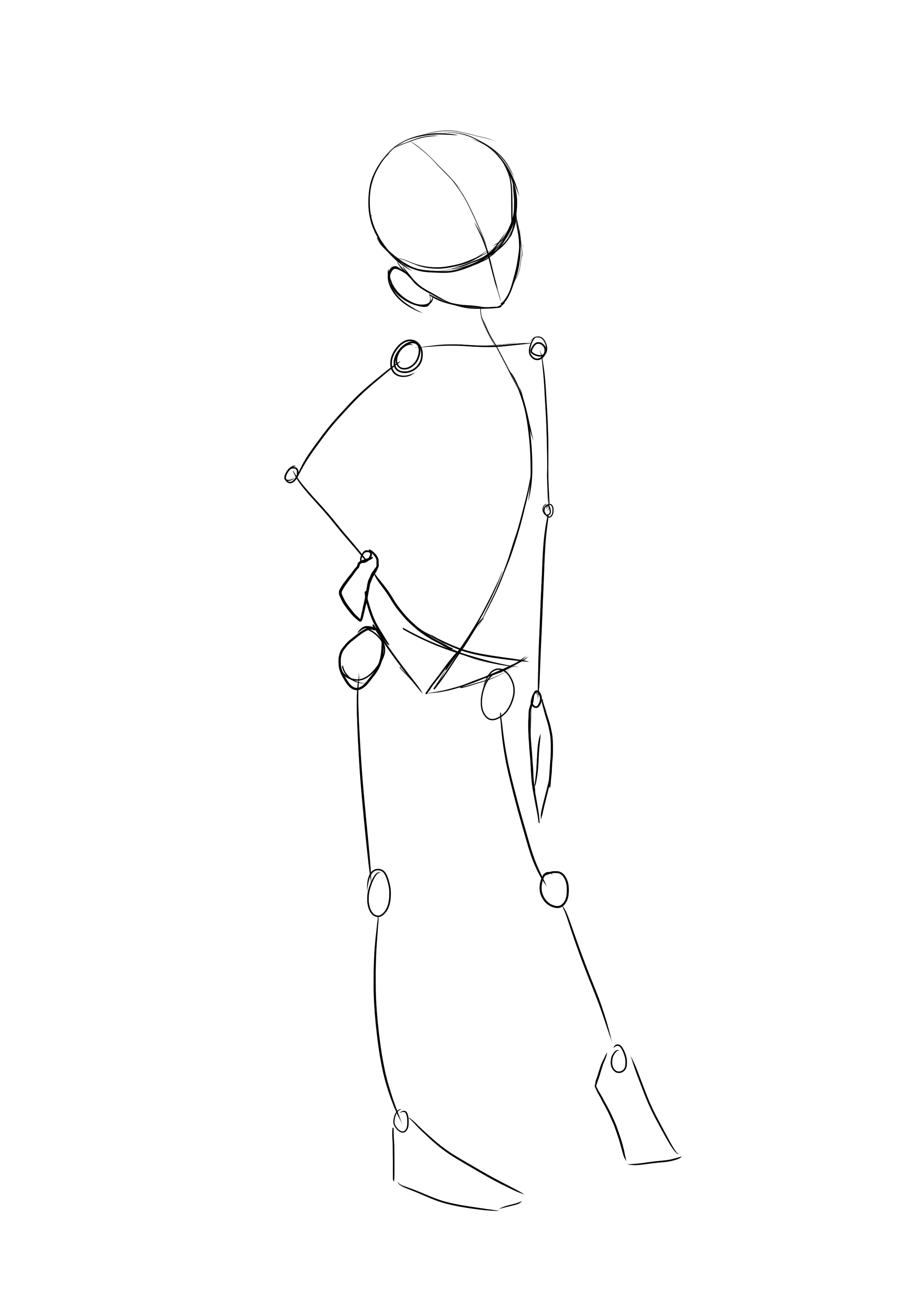 boceto del esqueleto del personaje