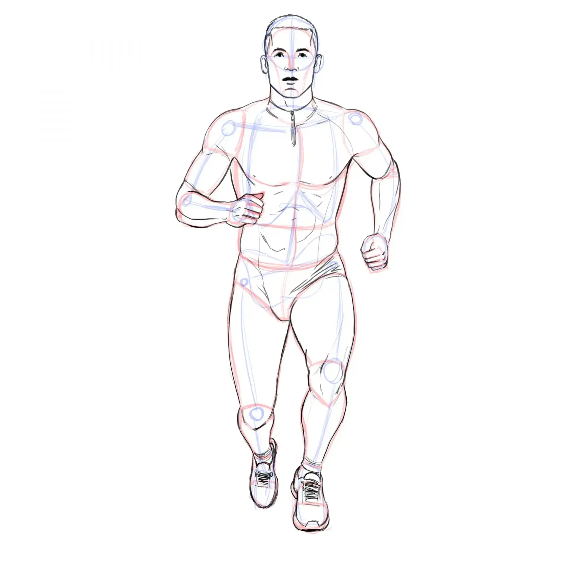 dessiner une personne qui court en vue de face
