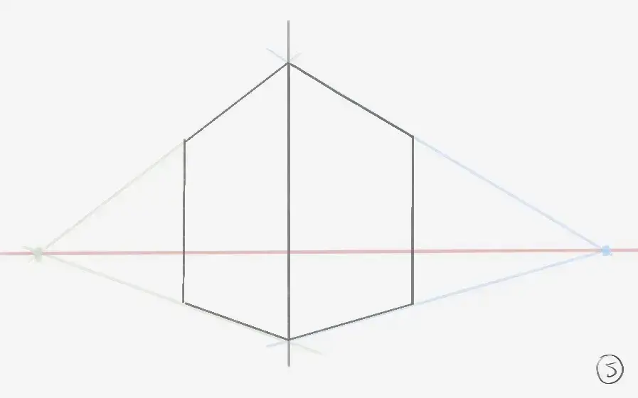 dessiner un cube avec une perspective à deux points de fuite