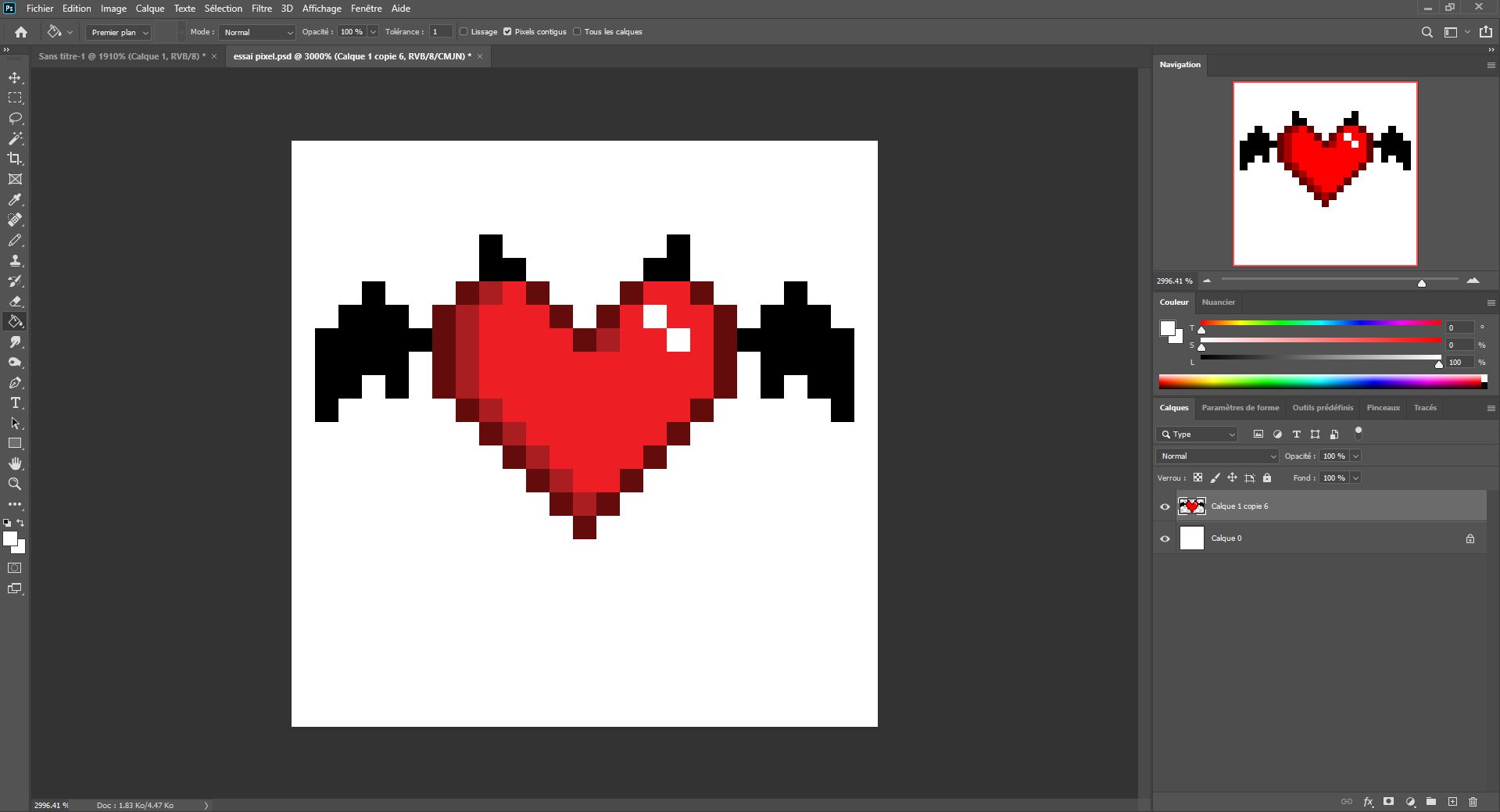 detailed drawing of a pixel art heart
