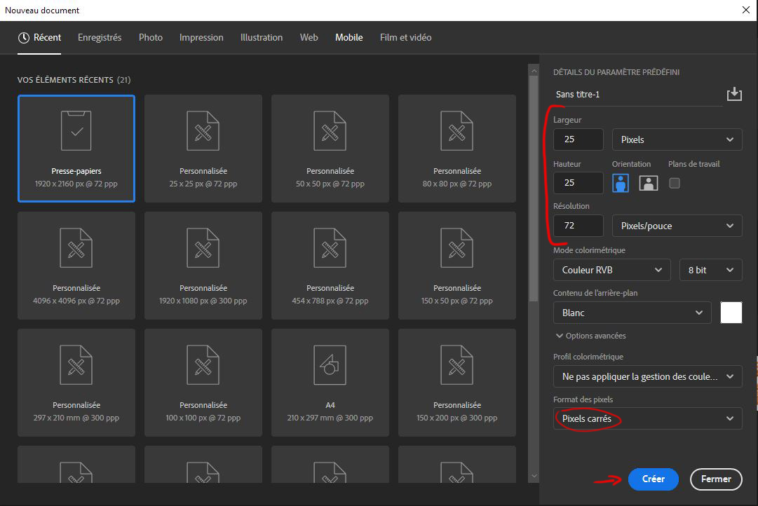 image showing how to create a file in photoshop for drawing pixel art 2