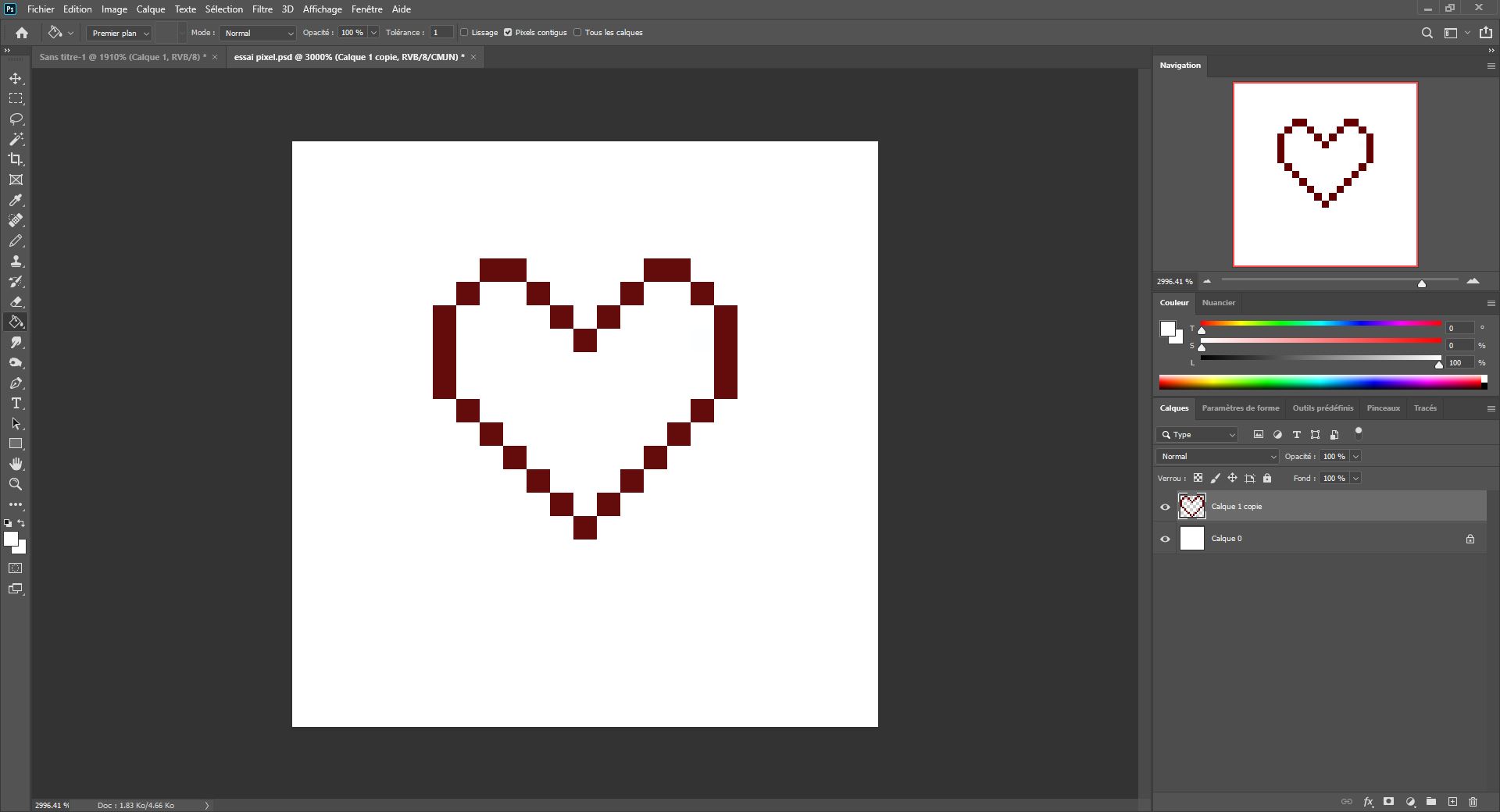 drawing of the base of a pixel art heart 2