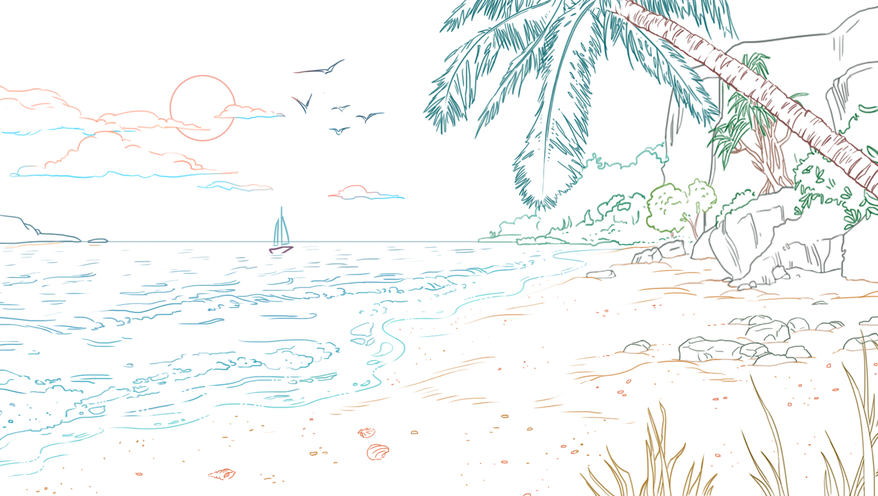 dibujo de la palmera de la playa