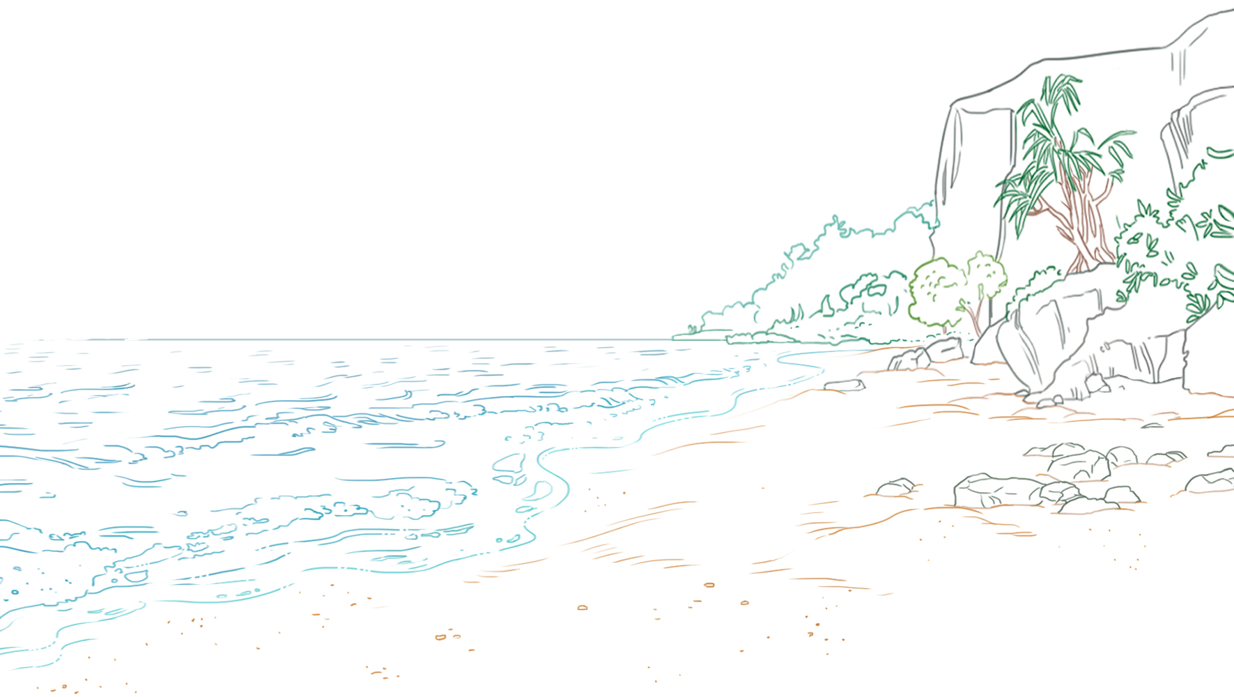 dibujar las rocas de la playa