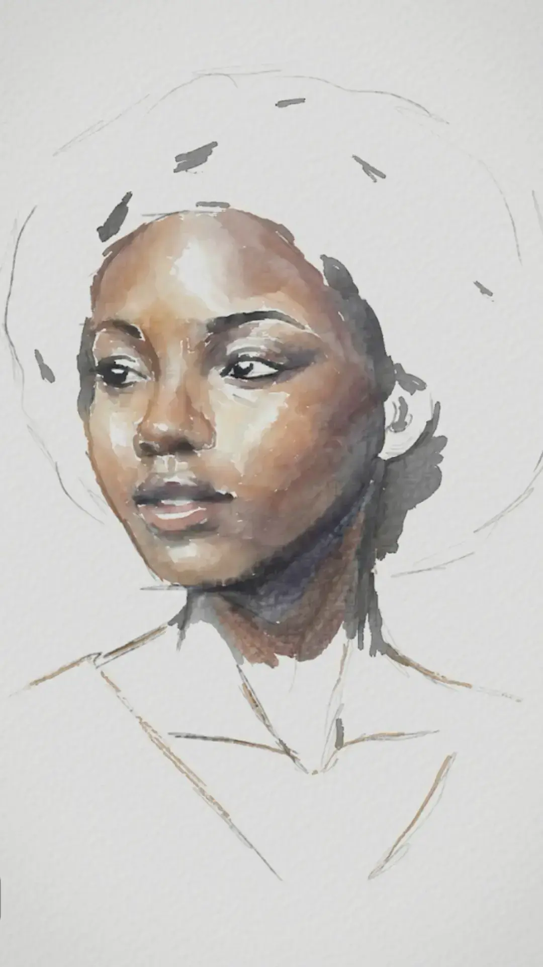 peindre le cou d’un portrait à l’aquarelle