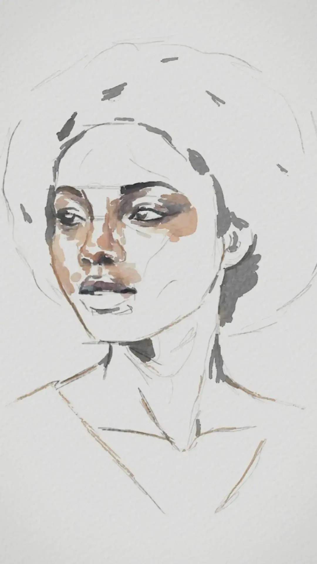 peindre les lèvres d’un portrait à l’aquarelle