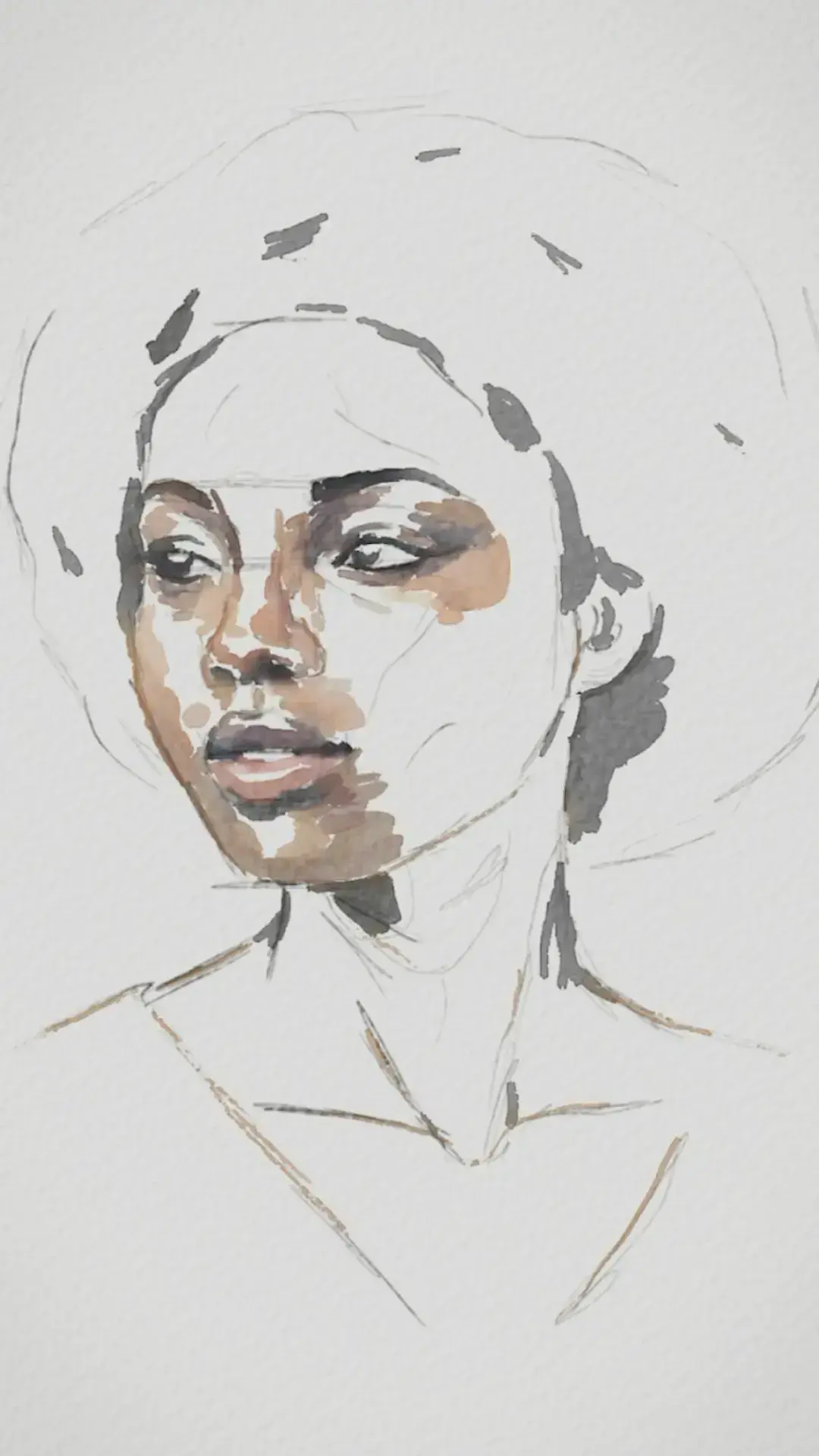 peindre le menton d’un portrait à l’aquarelle